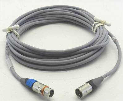 Câble DMX512 GRIS XLR5 étanche IP67 fiches Hicon 3m- 2 paires câblées