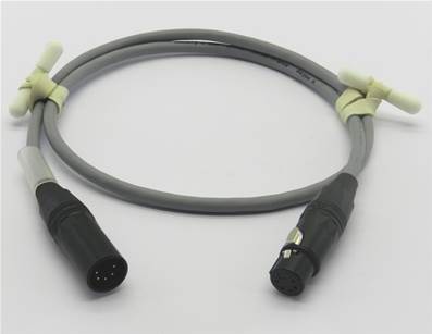 Câble DMX512 GRIS XLR5 3m - Connecteurs CM2 -  2 paires câblées