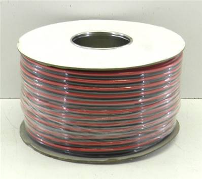 Câble haut parleur 2x2.5mm² méplat rouge / noir  - Couronne de 100m