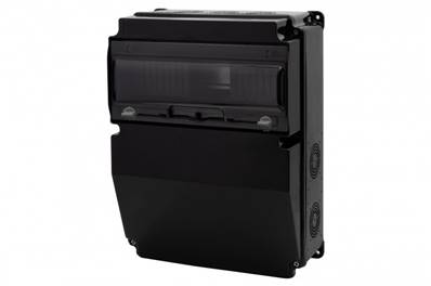 Coffret noir 330X240X140 IP66 IK08 12 modules  ABS Tenue au feu 650°