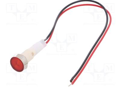 Voyant Led rouge 230VAC Ø10mm - Fil 200mm