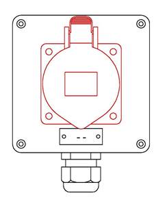 1 socle CEE17 3P+N+T 32A - 1 PG21