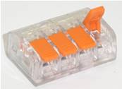 Borne  4 circuits (0.2 à 4mm2) . Pour câble souple ou rigide