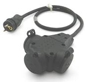 Adaptateur 2P+T 16A mâle NF / femelle triple NF 50cm