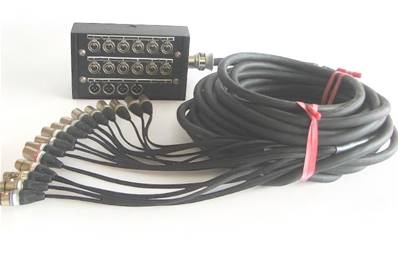 Boitier 16 embases XLR3F 4 XLR3M épanoui 16 fiches XLR3M 4 XLR3F  10m