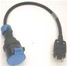 Adaptateur 2P+T 16A mâle NF / femelle CEE17  1m