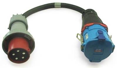 Adaptateur  3P+N+T 125A mâle CEE17 /  femelle Maréchal DS9 1m
