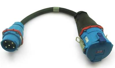 Adaptateur 3P+N+T mâle Maréchal 63A DS6 / fem Maréchal 125A DS9 0.5m