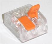 Borne  2  circuits (0.2 à 4mm2) . Pour câble souple ou rigide