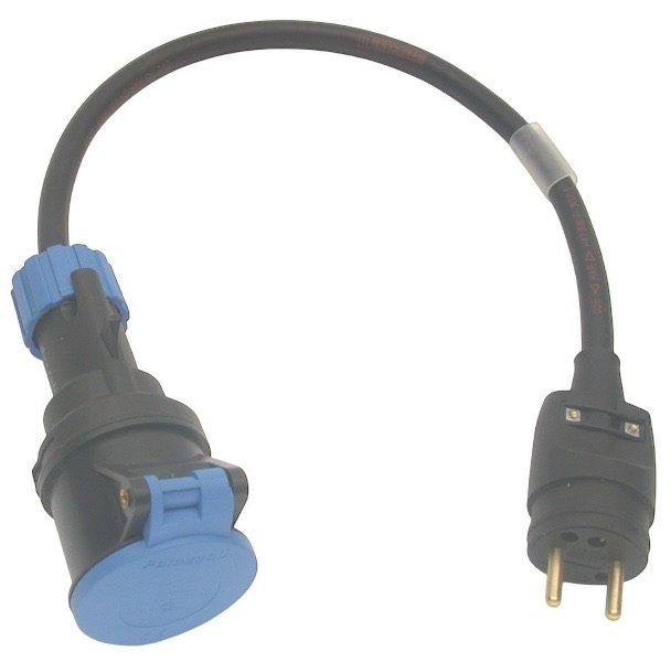 Adaptateur 2P+T 16A mâle NF / femelle CEE17  1m