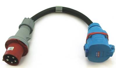 Adaptateur 3P+N+T 63A mâle CEE17 / femelle Maréchal DS6 0.5m