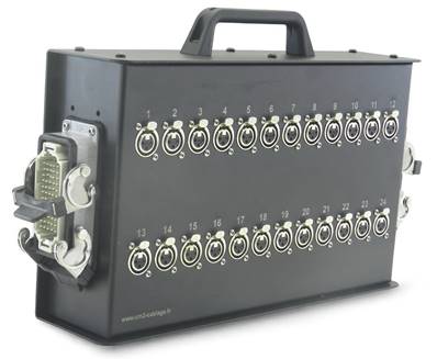 Boitier 20 embases XLR3F  deux H40 mâle 2 leviers