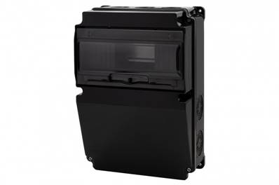 Coffret noir 300X210X122 IP66 IK08 10 modules  ABS  Tenue au feu 650°