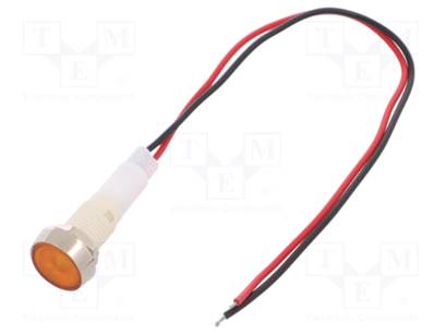 Voyant Led orange 230VAC Ø10mm - Fil 200mm