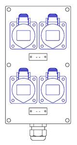 4 socles CEE17 2P+T 16A - 1 PG21