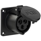 Embase femelle droite noire 2P+T 16A CEE17 -Fixation 56x56 313-6X