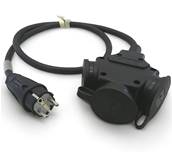 Adaptateur NF  2P+T 16A mâle / femelle triple  - Fiche PCE - 1m 