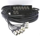 Boitier 8 embases XLR3F épanoui 8 fiches XLR3M 10m