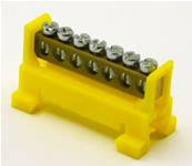 Bornier terre clipsable rail symétrique 7 départs 1.5 à 16mm²
