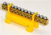 Bornier terre clipsable rail symétrique 12 départs 1.5 à 16mm²