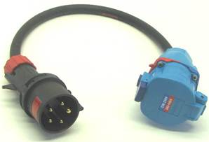 Adaptateur 3P+N+T 32A  mâle CEE17 /  femelle Maréchal DS3 0.5m