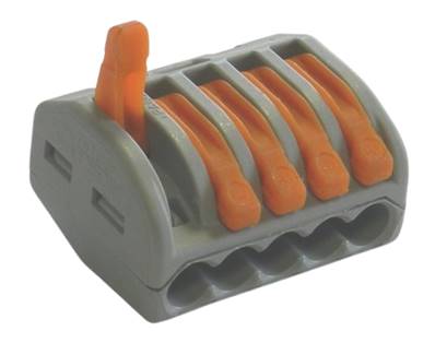 Bornes 5 circuits(0.2 à - 4mm2) - Pour câble souple ou rigide