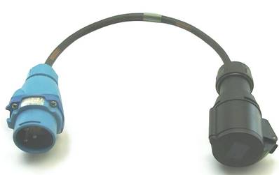 Adaptateur  2P+T 16A mâle Maréchal DS1 / femelle CEE17 32A  1m