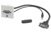 Plastron 45 embase VGA+ jack 3.5  femelle cordon 20cm VGA  jack F