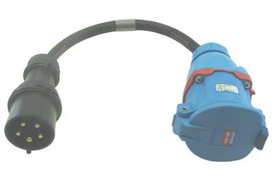 Adaptateur 3P+N+T mâle CEE17  32A  / femelle Maréchal 63A DS6  1m