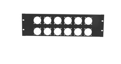 Face avant 19 pouces - 3U - 12 PC 16A NF  Fixation 38 x 38 - MECATES