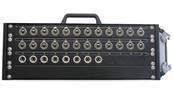 Boitier 24 embases XLR3F 8 embases XLR3M une H108 mâle 2 leviers