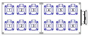 12 socles CEE17 2P+T 16A Embae H16 mâle 4 pivots