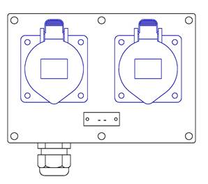 2 socles CEE17 2P+T  32A - 1 PG21