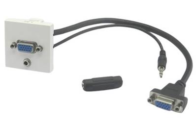 Plastron 45 embase VGA+ jack 3.5  femelle cordon 20cm VGA  jack F