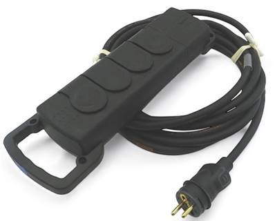 Adaptateur 2P+T 16A mâle NF / femelle quadruplette NF LSZH CCA 2m