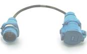 Adaptateur  2P+T 16A mâle Maréchal DS1 / femelle Maréchal DS3 32A  1m