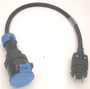 Adaptateur 2P+T 16A mâle NF / femelle CEE17  1m