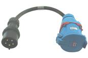 Adaptateur 3P+N+T mâle CEE17  32A  / femelle Maréchal 63A DS6  0.5m