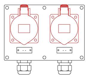 2 socles CEE17 3P+N+T 16A - 2 PG16