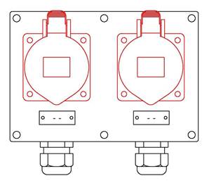 2 socles CEE17 3P+N+T 16A - 2 PG16