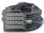 Boitier 16 embases XLR3F 8 XLR3M épanoui 16 fiches XLR3M 8 XLR3F  20m