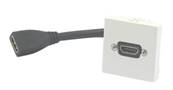 Plastron 45 embase HDMI  femelle  cordon HDMI femelle 20cm