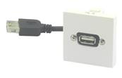 Plastron 45 embase USB A  femelle  cordon USB A femelle 20cm
