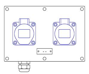 2 socles CEE17 2P+T 16A - 1 PG16