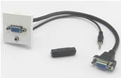 Plastron 45 embase VGA+ jack 3.5  femelle cordon 20cm VGA  jack F