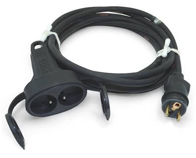 Adaptateur 2P+T 16A mâle NF / femelle double NF LSZH CCA 10m