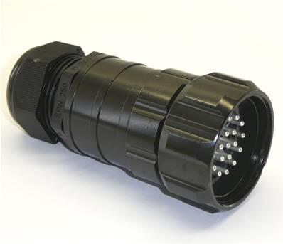 Fiche  419 mâle avec bague noire  - Presse étoupe câble 15 à 28mm
